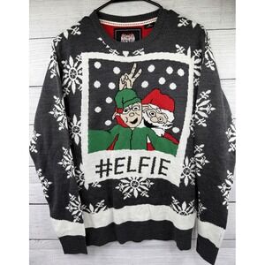 Santas Ugly Christmas Sweater Elfie Selfie Holiday Fun Knit Size M